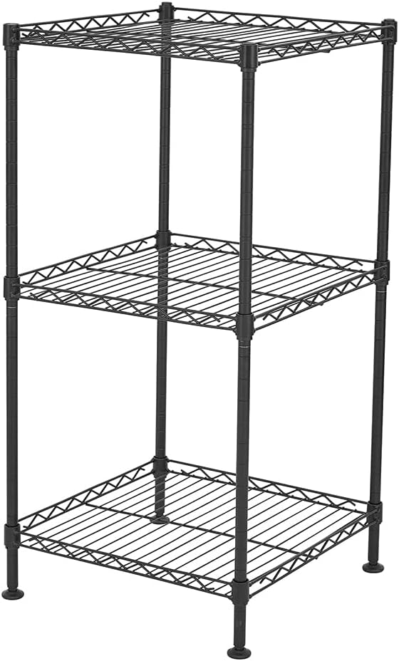 3-Tier Adjustable Metal Storage Rack Wire Shelving Unit for Pantry, Closet, Kitchen, Laundry, Bathroom (Black, 2-3-Tier)