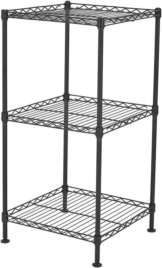 3-Tier Adjustable Metal Storage Rack Wire Shelving Unit for Pantry, Closet, Kitchen, Laundry, Bathroom (Black, 2-3-Tier)