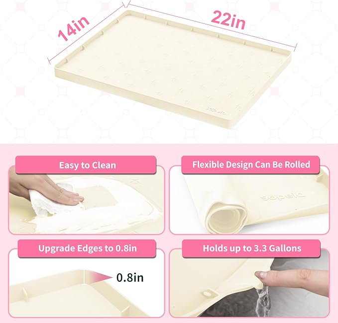 Sdpeia Under Sink Mat for [22" x 14"] Cabinet, Upgraded Silicone Waterproof Mat Kitchen Cabinet Liner Cabinet Protector Kitchen Organizers and Storage-NeatNest