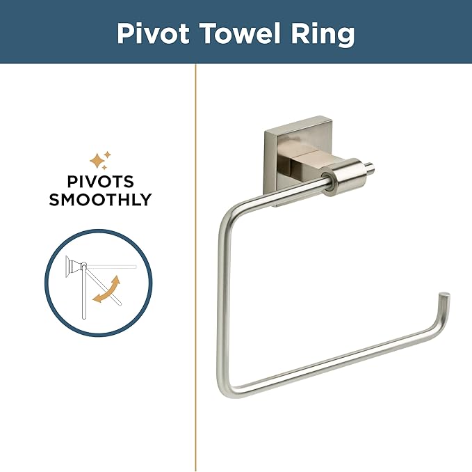 Franklin Brass Maxted (1-Pack) Hand Towel Holder Satin Nickel Towel Racks for Bathroom Wall Square Towel Ring Holder for Bath Towel Hanger for Kitchen, Bathroom Accessories MAX46-SN