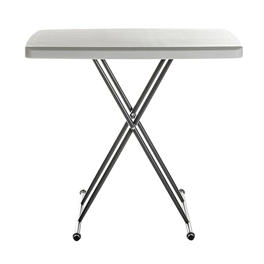 Iceberg Small Camping Personal Folding Table, Heavy Duty Utility Table, Adjustable Height, Platinum, 19.5” L x 30” W x 28" H-NeatNest