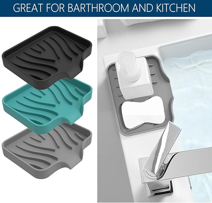 3PCS Draining Soap Dishes, Dishwashing Sponge Soap Holder with Water Tray, Keep The Place Dry, Easy to Clean Soap Cases, Suitable for Kitchen, Bathroom, Soap Container-NeatNest
