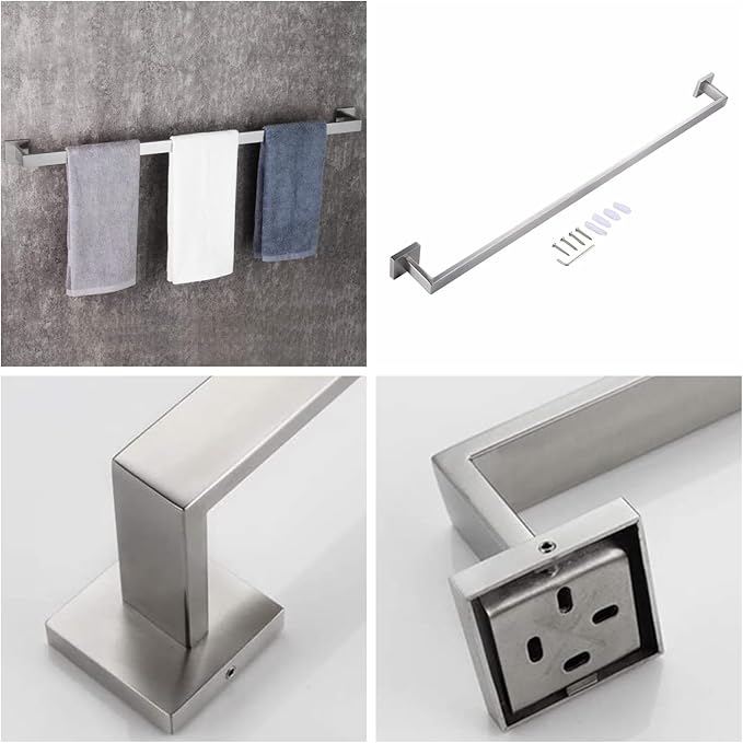 36 Inch Towel Bar for Bathroom 12/16/24/28/32/36 Inch Kitchen Towel Holder Brushed Nickel Towel Rod Wall Mounted SUS304 Rustproof Towel Rack Modern Square Design (1, Brushed Nickel, 36 Inch)