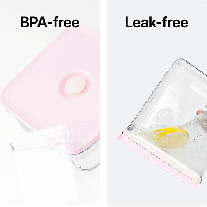 Premium Airtight Food Storage Containers ROSE Square 1.48qt 2P/SET, Patented Double Silicone Lining, 100% Leak Proof, BPA-FREE