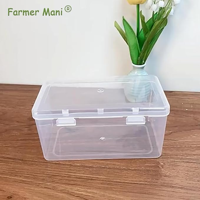 2 Pack Rectangular Clear Plastic Box Containers (6.77x3.78x3.67 Inches) with Buckle Lids,Rectangular Containers Case for Jewellery, Pills, Herbs, Tiny Bead, Craft Items-NeatNest