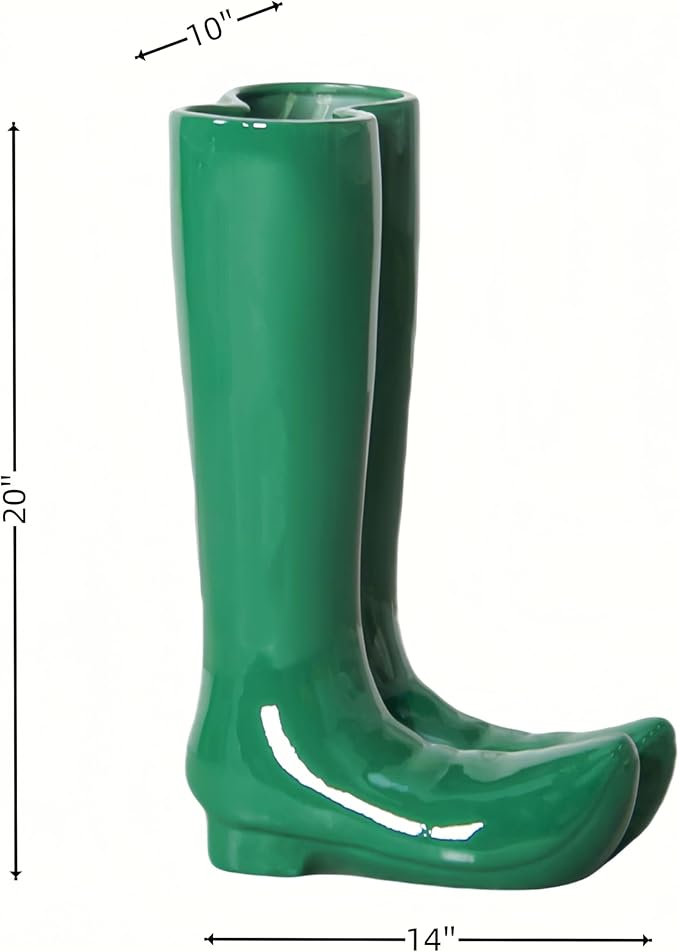 Green Umbrella Holder Stand 20" H Modern Style Floor Vase Glossy Ceramic Entryway Organizer for Multiple Umbrellas for Storaging Canes Walking Sticks