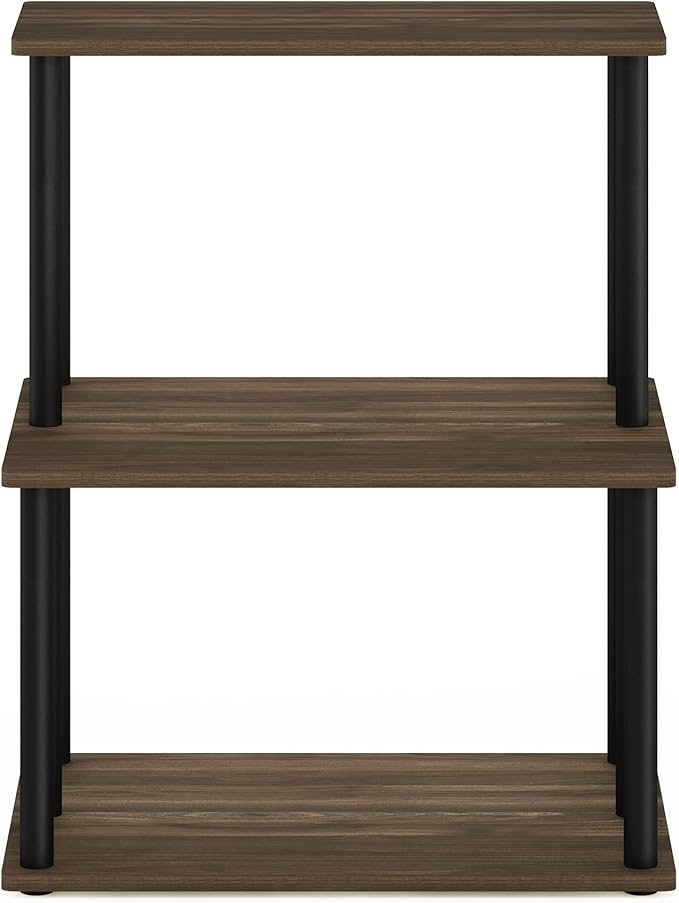 Furinno Turn-N-Tube 3-Tier Toolless Kitchen Storage Shelf, Columbia Walnut/Black-NeatNest