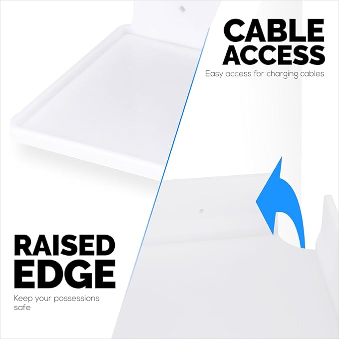 9" Small Corner Shelf Mount, Adhesive & Screw in, for Speakers, Cameras, Baby Monitors, Plants, Books Electronics, Collectibles & More, Floating Shelves (White) by Brainwavz-NeatNest