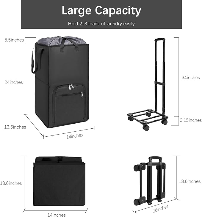 Bukere Extra Large Rolling Laundry Basket with Wheels, 90L Freestanding Collapsible Laundry Hamper Bag for Clothes Storage, Removable Wheeled Cart for College Dorm Apartment Laundry Room Bathroom-NeatNest