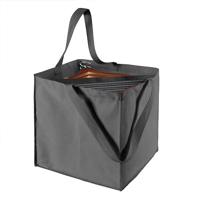 Clothes Hanger Organizer Holder for Space Saving, Fresheracc Hanger Triangle Storage Bag with Handles for Closet Tidier Laundry Rooms Wardrobe Drying Rack, Waterproof Container (Square Grey)-NeatNest