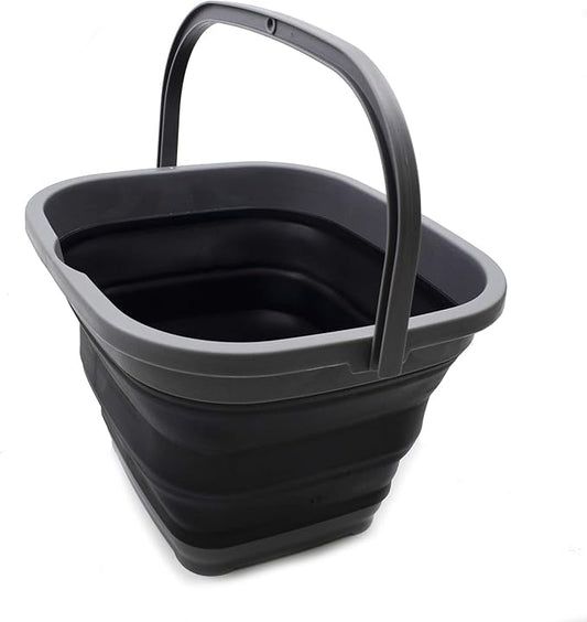 SAMMART 11L (2.9 Gallon) Collapsible Rectangular Handy Bucket (1, Grey/Black)-NeatNest