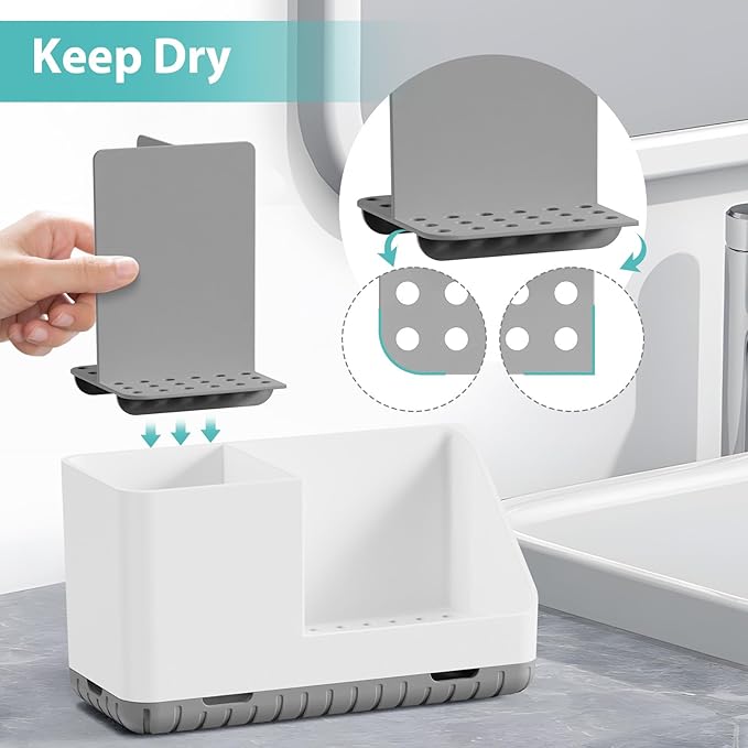 Toothbrush Holders for Bathrooms, Kids Electric Toothbrush and Toothpaste Holder with Drainage, Tooth Brush Holder for Bathroom Countertop Organizer (Grey)-NeatNest