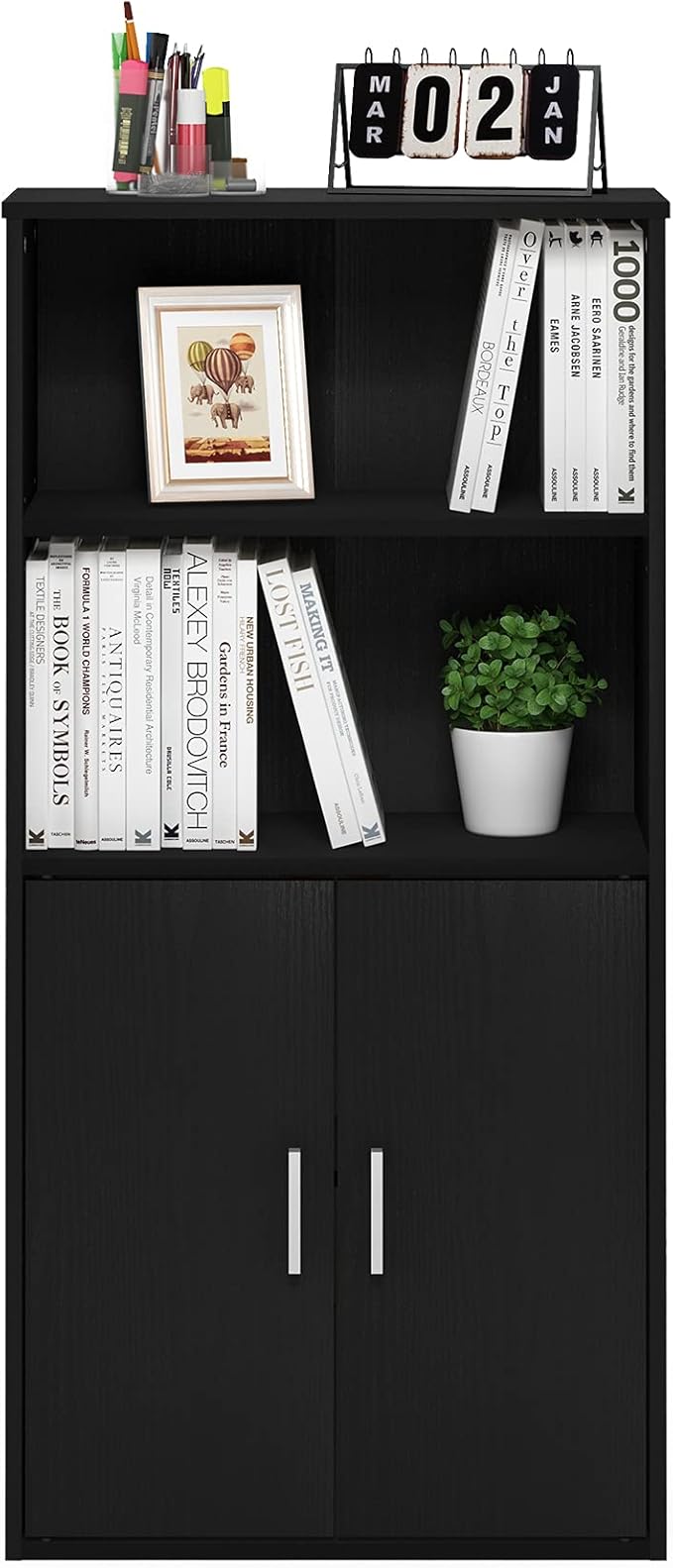 Furinno Pasir 4-Tier Storage Bookcase, Bookshelf, Multipurpose Shelf, Black Oak