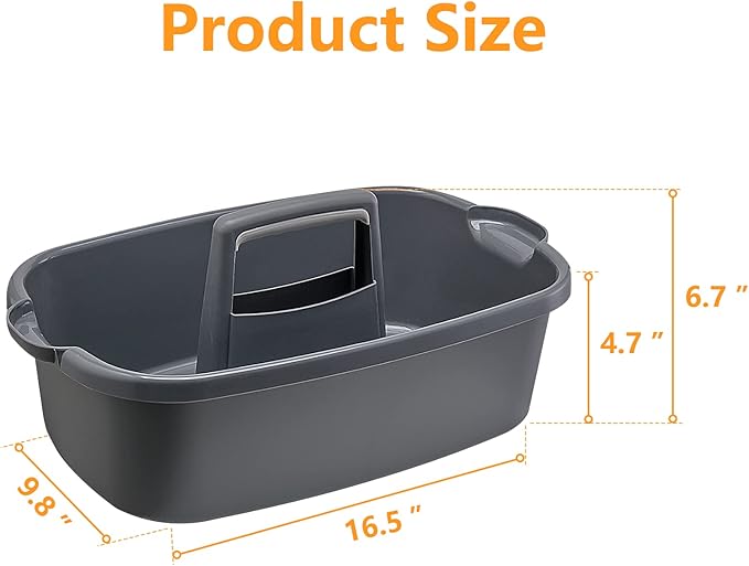 2-Pack Multi-Purpose Plastic Cleaning Caddy with Handle, Shower Caddy Organizer - Storage Basket/Totes Portable for Bathroom Supplies, Cleaning Products, Under Sink Tool. (Gray)-NeatNest