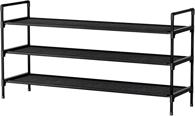 Shoe Rack 3 Tier Shoe Organizer Shoe Storage Shoe Rack for Narrow Hallway Entryway Bedroom Easy Assembly (Black)-NeatNest