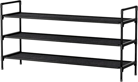 Shoe Rack 3 Tier Shoe Organizer Shoe Storage Shoe Rack for Narrow Hallway Entryway Bedroom Easy Assembly (Black)-NeatNest