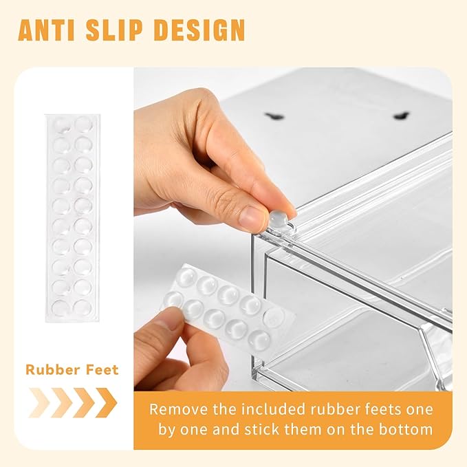 2 Pack Stackable Makeup Organizer, 12.1''L Acrylic Bathroom Organizer and Storage Undersink Drawer, Cosmetics and Beauty Supplies,Clear Plastic Storage Bins for Desk,Cabinet,Kitchen,Vanity,Pantry-NeatNest