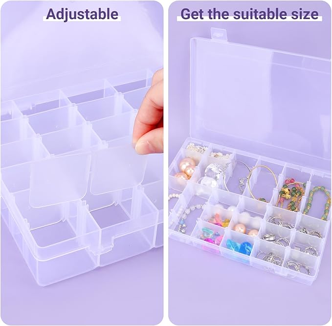 36-Grid Bead Storage Containers, 2 Packs Clear Craft Organizers and Storage Box with Dividers for Small Accessories, Nail Art, Jewelry Gem, Beads, Tackle, Miniature Fittings-NeatNest
