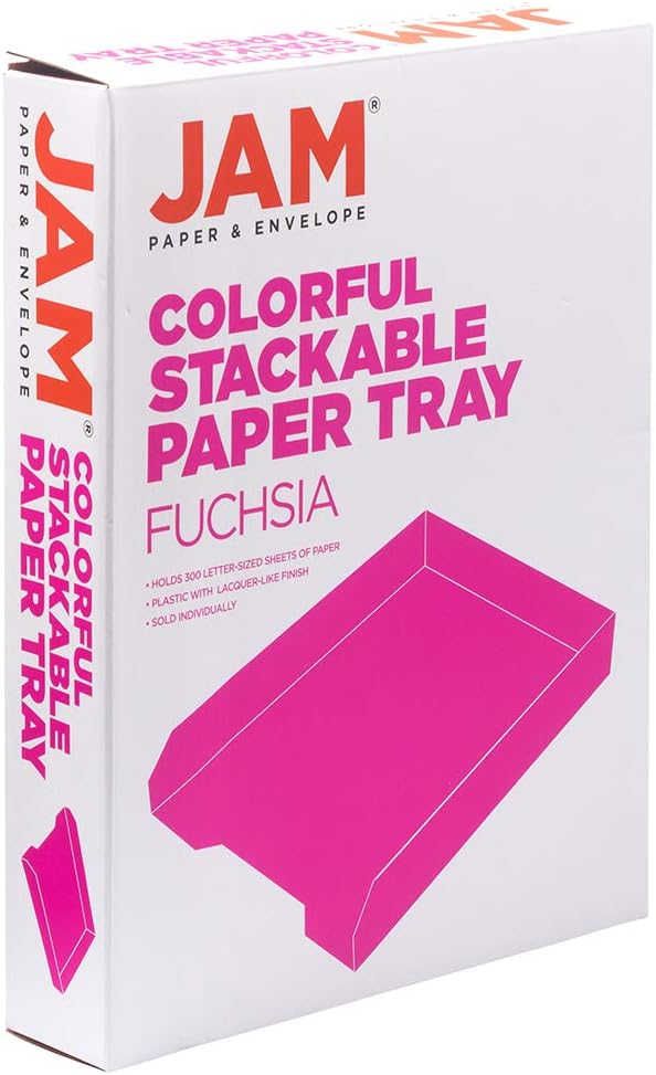 JAM PAPER Stackable Paper Trays - Pink - Desktop Document, Letter, & File Organizer Tray - Sold Individually-NeatNest