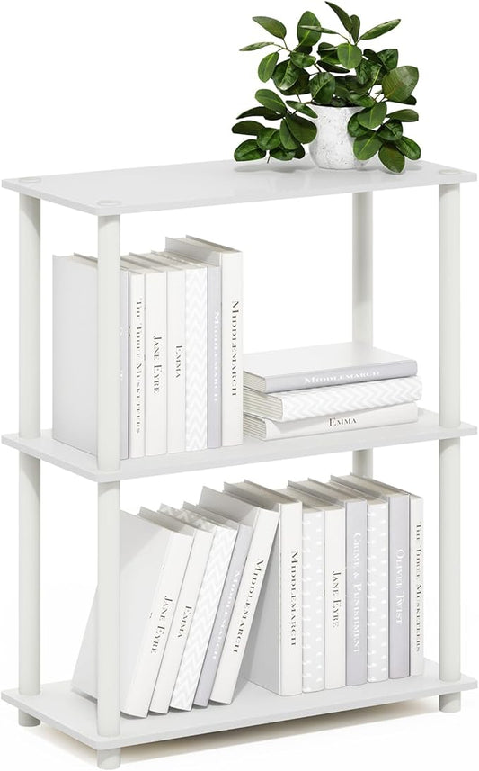 Furinno Turn-N-Tube 3-Tier Compact Multipurpose Shelf Display Rack, White/White-NeatNest