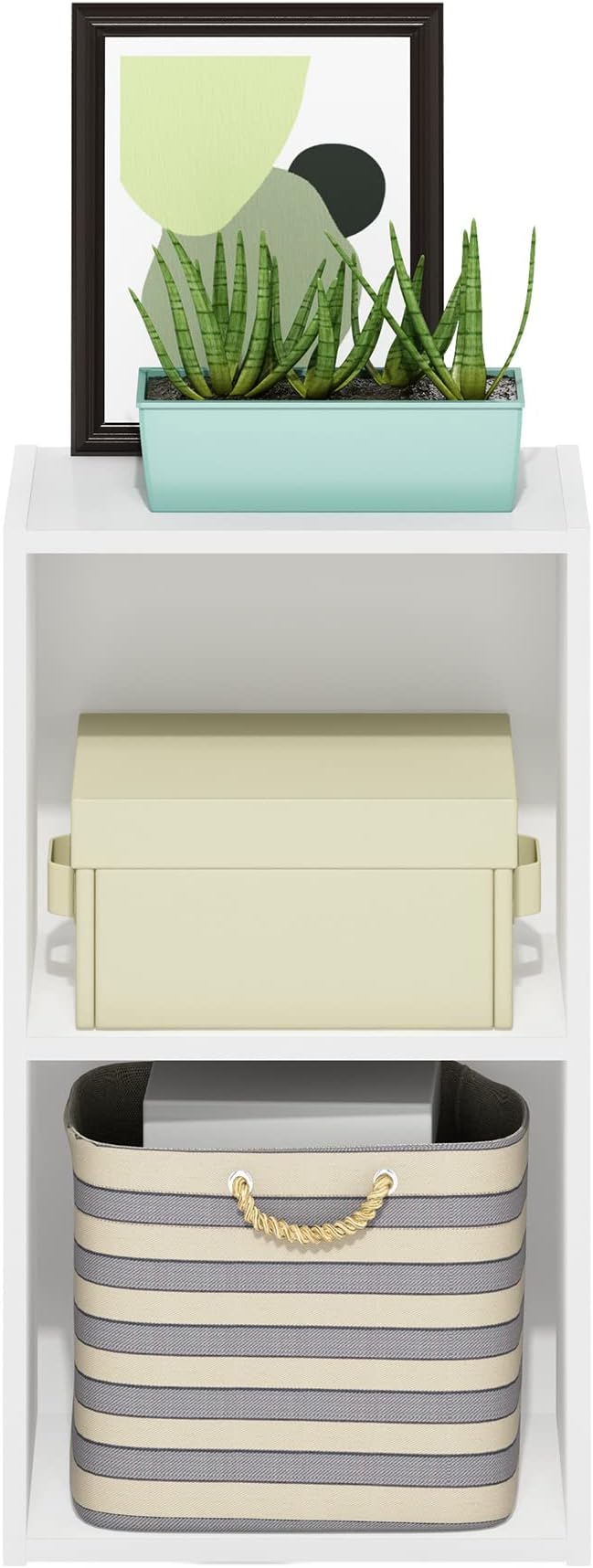 Furinno Luder Bookcase / Book / Storage, 2-Tier Cube, White-NeatNest