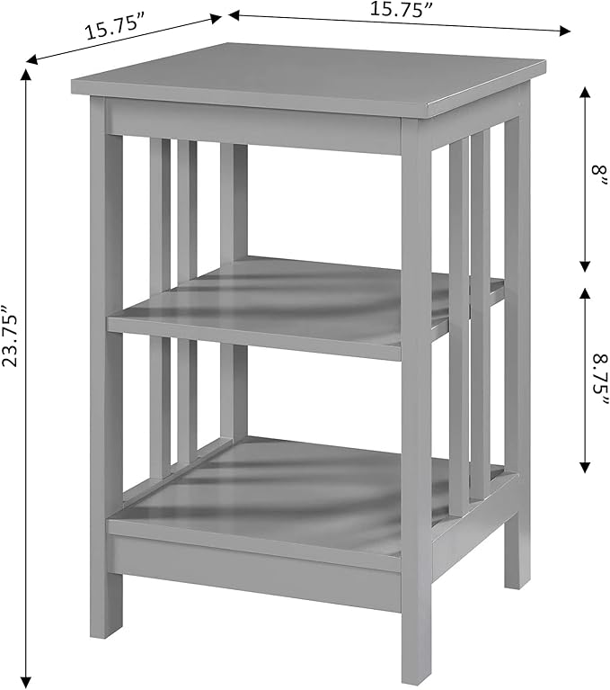 Convenience Concepts Mission End Shelves Table, Gray-NeatNest