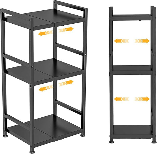 3-Tier Expandable Storage Shelves, 110LBS Heavy Duty Metal Shelving Unit, Adjustable Laundry Room Organization and Storage Shelf Rack,Ideal Narrow Bathroom Kitchen Laundry Room Organizer,Free-Standing-NeatNest