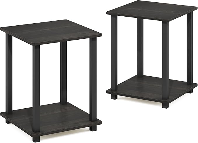 Furinno Simplistic Set of 2 End Table, Espresso/Black-NeatNest