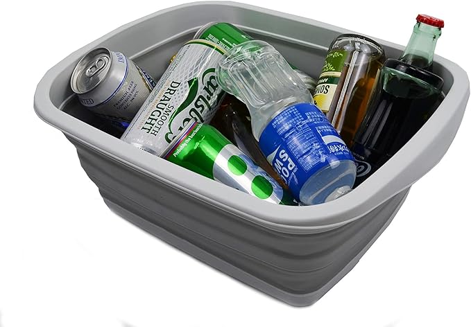 SAMMART 10L (2.6 Gallon) Collapsible Tub-Foldable Dish Tub-Portable Washing Basin-Space Saving Plastic Washtub (Grey, 1)-NeatNest