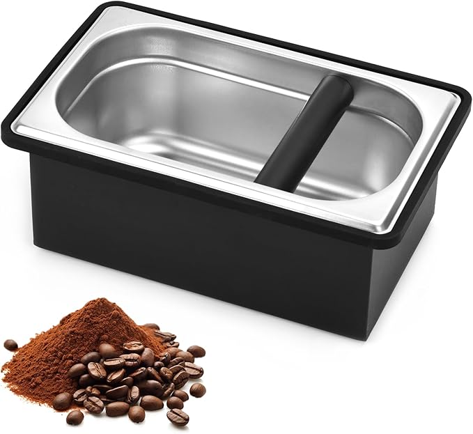 Espresso Knock Box, Stainless Steel Coffee Knock Box Large Capacity Coffee Pucks Container Espresso Machine Tool for Coffee Ground-NeatNest
