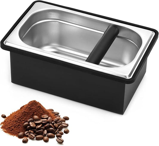 Espresso Knock Box, Stainless Steel Coffee Knock Box Large Capacity Coffee Pucks Container Espresso Machine Tool for Coffee Ground-NeatNest