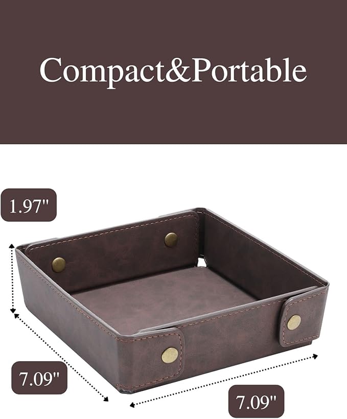 CASIRENA Father's Day Gifts Faux Leather Valet Tray Organizer for Men - Catch-All Tray for Entryway Table Key, Wallet, Watch, Coin Change, Phone, Dresser EDC Dump Jewelry, Bedside Nightstand Desk-top-NeatNest