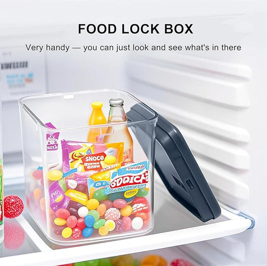 Clear Lock Box for Medicine Safe,Food, Snacks, Phone - Secure Lockable Storage Container Tank with Combination for Kitchen, Office, School, Hospital (5.6×5.6×6.3 Inch)-NeatNest