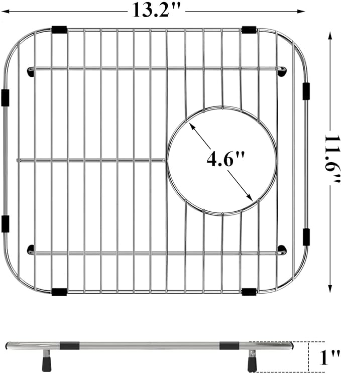 Bottom of Sink Protector Rack, Stainless Steel 13.2"x11.6" Sink Grid Dish Drying Rack Grate with Rear Drain Hole 2 Packs-NeatNest
