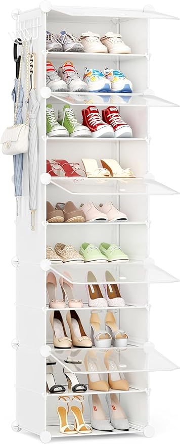 Shoe Storage,10 Tier Shoe Rack Organizer for Closet Shoe Cabinet with Door Shoe Shelves for Closet,Entryway,Hallway,Bedroom-NeatNest
