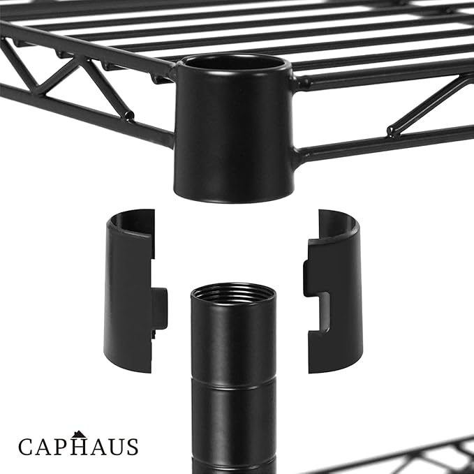 CAPHAUS 3/4/5-Tier Adjustable Height Wire Shelving Unit, Wire Rack Shelving, Metal Steel Storage Shelves, Garage Shelving Storage Organizer, Utility Storage Shelf, 5-Tier Without Wheels, Black-NeatNest