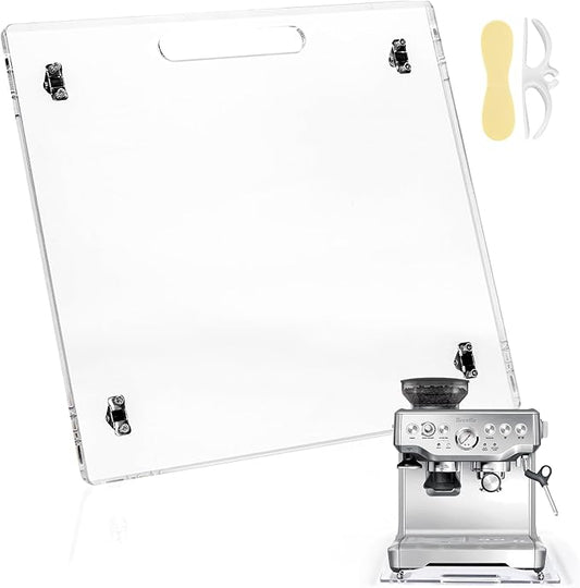 HAYVAN Acrylic Sliding Tray for Coffee Maker & Heavy Kitchen Appliances - Appliance Slider with Silent Wheels Slides Easily from Under The Cabinet - Countertop Space Save (Clear, 14” W x 13”D)