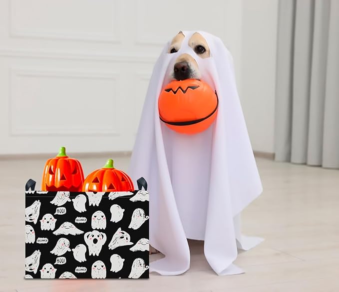 CLOCOR Rectangular Storage Basket Empty, Gift Basket for Halloween, Waterproof Storage Bin with Handles, Room Decor(Crack Ghost)-NeatNest