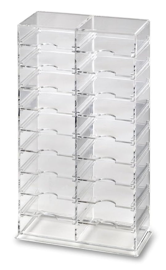 byAlegory Acrylic Universal Makeup Organizer Tower w/Removable Dividers Can Stand or Lay Flat on Vanity Desk or in Drawer | 20 Space Cosmetic Storage Container - Clear-NeatNest