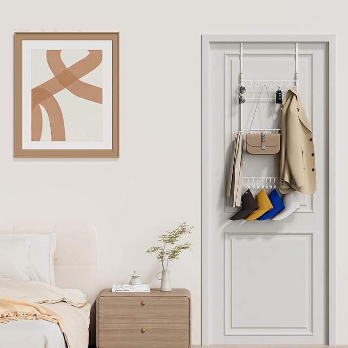 Consumest Over Door Hat Organizer - 3 Tier Wall Mounted Hat Rack with 16 Hooks and 10 Movable Clips, Hanging Baseball Cap Storage Holds up to 26 Caps for Door, Bedroom, Closet USPTO Patent Pending-NeatNest