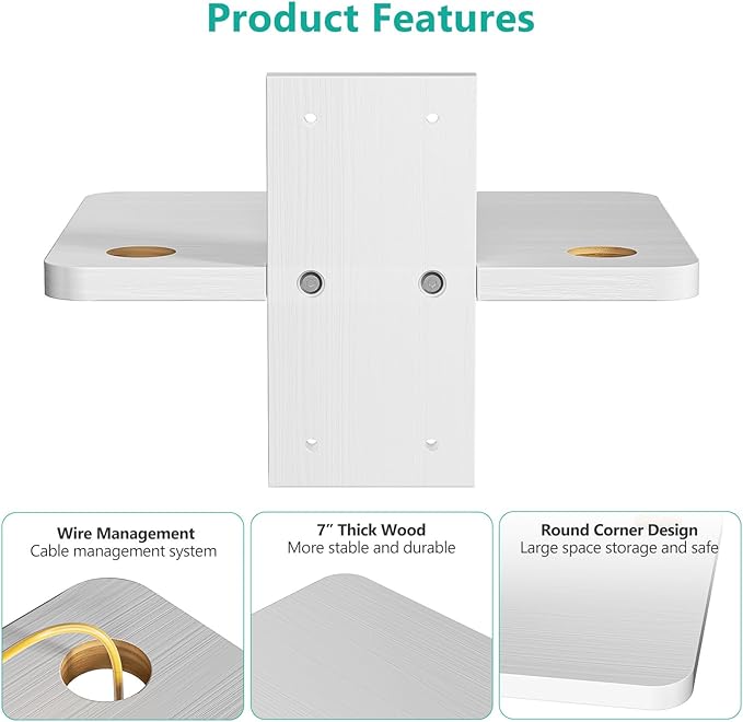 WALI Floating TV Shelves for Wall, Projector Shelf Holds Up to 22lbs, Wooden Wall Mounted Shelves for DVD Players, Cable Boxes, Game Consoles, Living Room Decor Accessories (CS201NW), 1 Shelf, White
