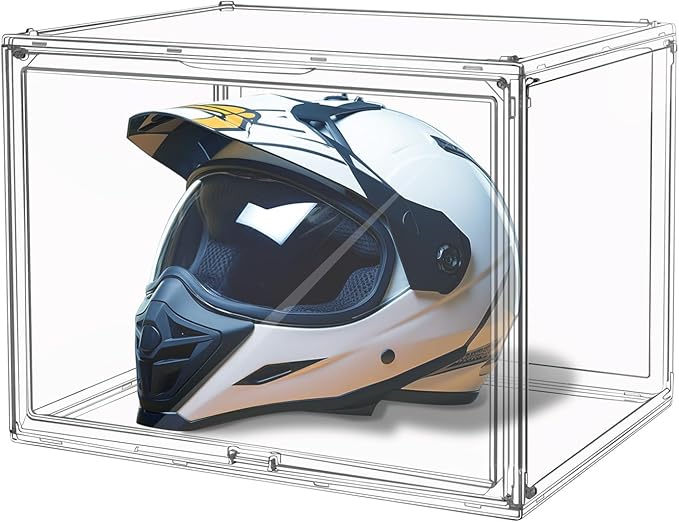 Clear Stackable Plastic Storage Bins with Lid, Dustproof Display Cases, Extra Large Figures Collectibles Showcase, Boot & Shoe Boxes, Helmet Protection Organizer (Transparent, XL-1 Pack)-NeatNest