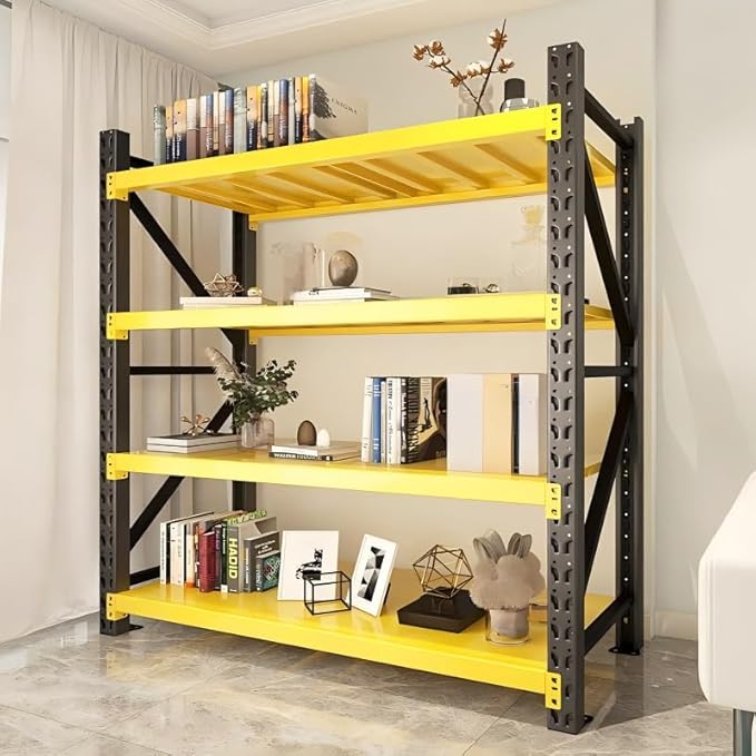 60" W Garage Shelving,4-Tier Heavy Duty Storage Shelves Unit with Adjustable Metal Shelf for Warehouse,Basement,Workshop,4500LBS,60" W x 20" D x 79" H,Black&Yellow-NeatNest