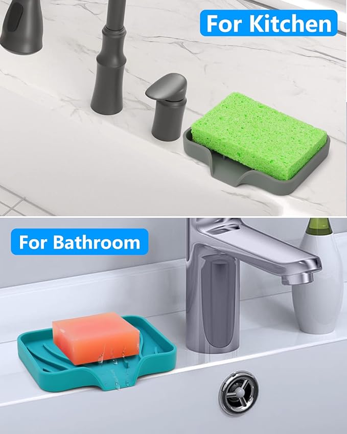 3-Pack Premium Soap Dishes, Easy to Clean Soft Silicone Self Draining Tray/Holder for Shower, Bathroom, Kitchen, Bathtub - Keep Soap Dry, Extend Life-NeatNest