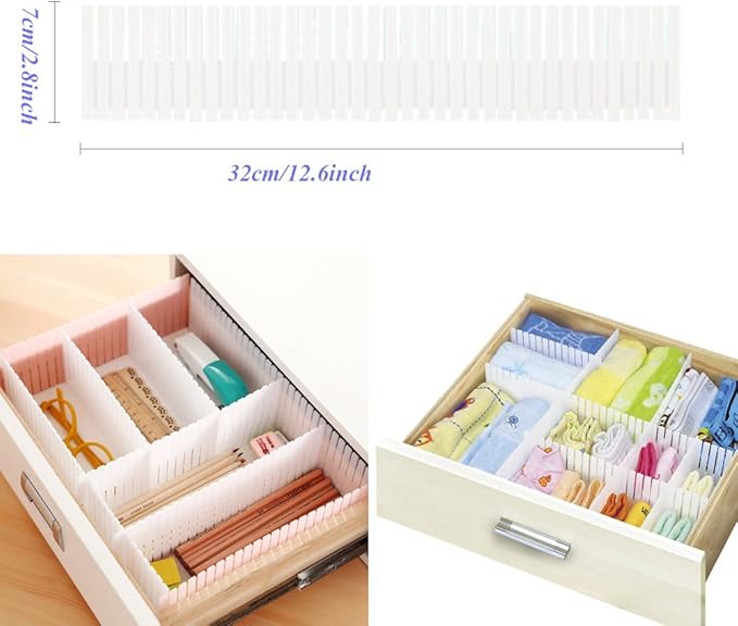 8pcs DIY Plastic Drawer Organizer Adjustable Drawer Dividers for Home Tidy Closet, Socks, Underwear, Office School Supplies, Kitchen Utensil Tools (White)-NeatNest