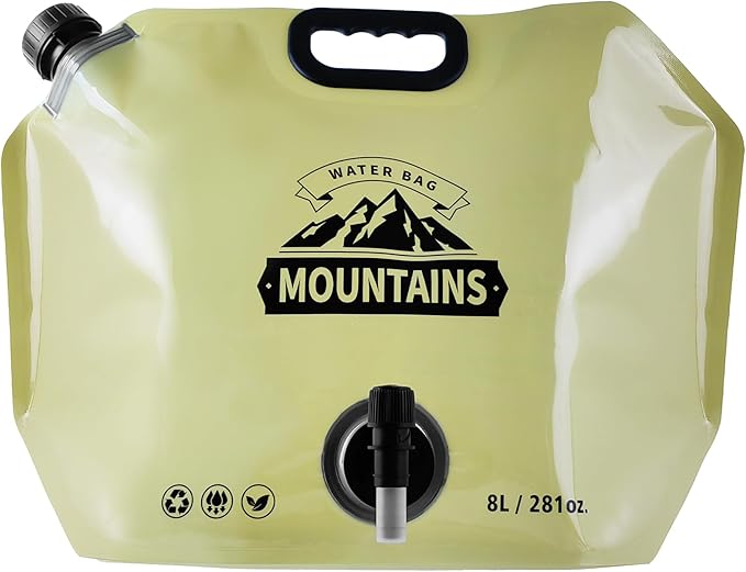 Collapsible 8L Water Storage Bag, BPA-Free Portable Folding Water Jug with Adjustable Faucet, Leakproof Emergency Water Bag for Camping, Hiking, Riding, Outdoor Sport (BEIGE, 1)-NeatNest