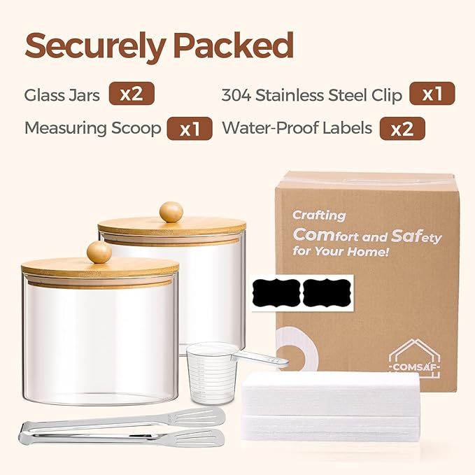 ComSaf Half Gallon Cookie Jar, Large Glass Jar with Lid Set of 2, 1.8 Qt Glass Food Storage Containers, Flour Sugar Storage Containers for Candy Cereal Nuts Beans, Canisters Sets for The Kitchen-NeatNest