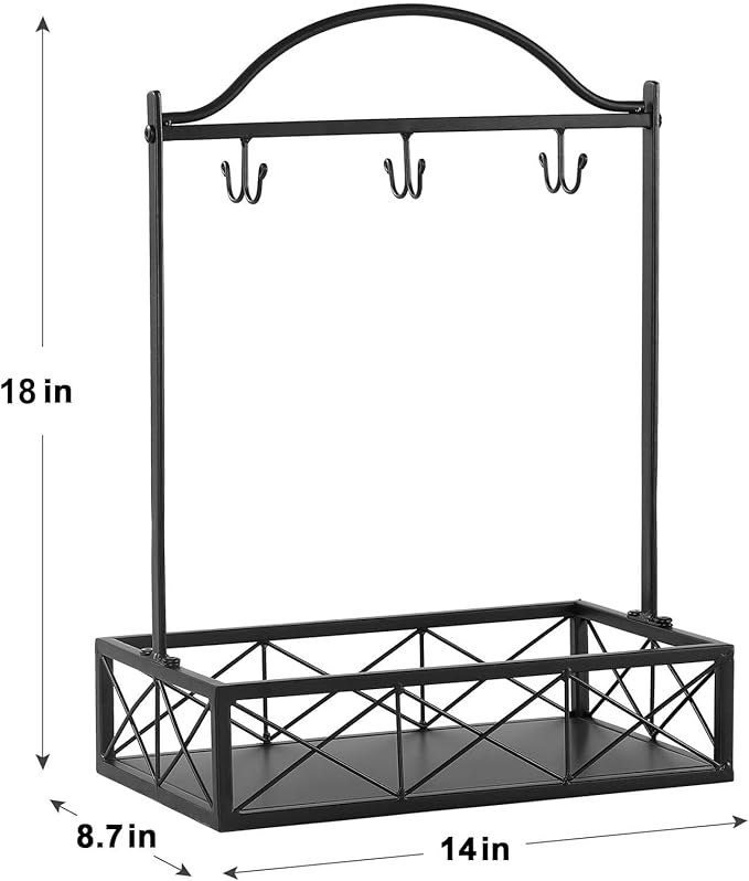 Coffee Mug Holder, 6 Big Capacity Cup Holder for Countertop, Cup Rack Organizer,Mug Tree with Storage Base for Coffee Bar Accessories (Large)-NeatNest
