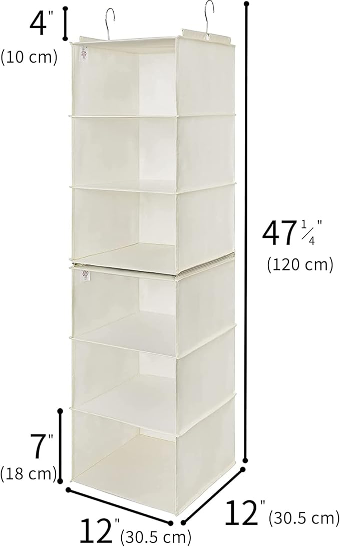 GRANNY SAYS 6-Shelf Hanging Closet Shelves, Separable to 2 Pack 3-Shelf Closet Shelves Organizer, Hanging Organizers and Storage for Living Room, Beige-NeatNest
