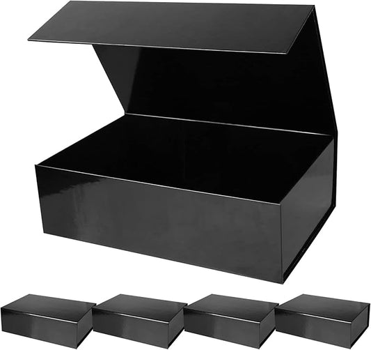 Aimyoo 5 Pack Black Magnetic Gift Boxes with Lids 13.8x9x4.3 in, Large Bridesmaid Groomsman Proposal Box, Rectangle Collapsible Box for Present Graduation Birthday Wedding Storage-NeatNest